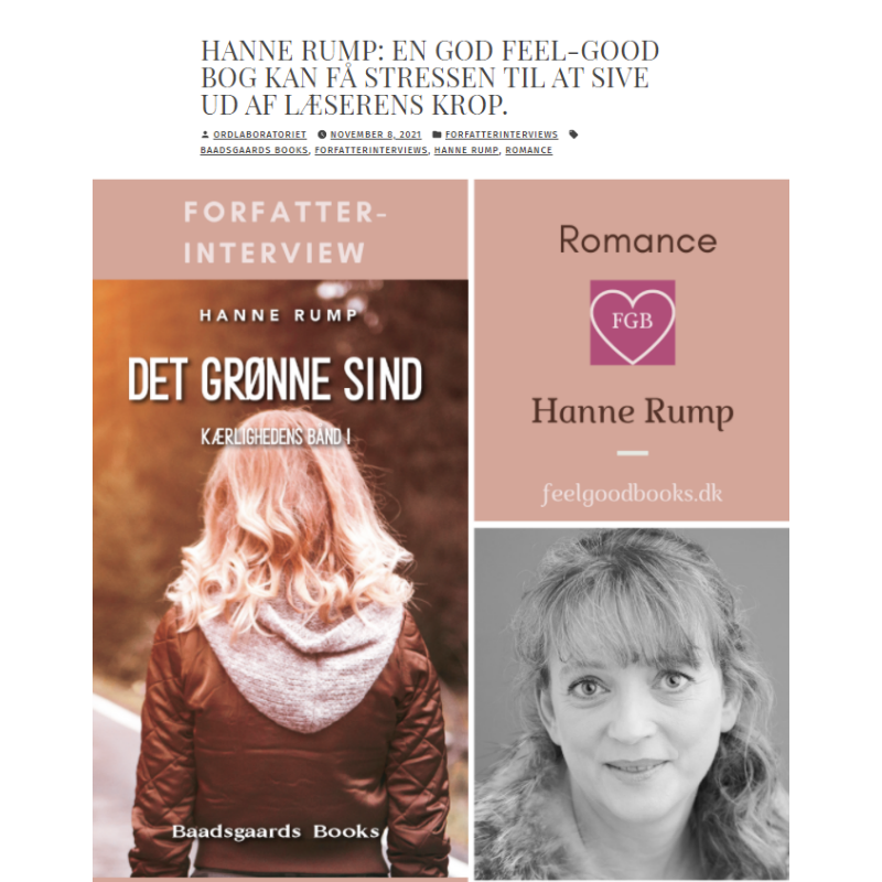 Forfatterinterview med forfatter Hanne Rump på Feelgoodbooks.dk.