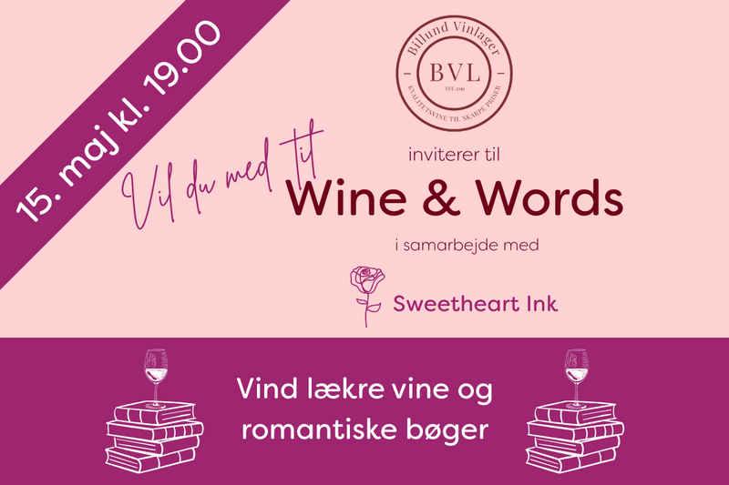 Kom til Wine & Words hos Billund Vinlager i samarbejde med Sweetheart Ink